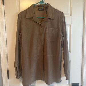 Liz Claiborne Crazy Horse Stretch Long Sleeve Button Down Shirt Tan
